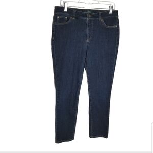 Lauren Ralph Lauren Jeans Women's 10 Dark Blue Denim Premier Straight Cropped